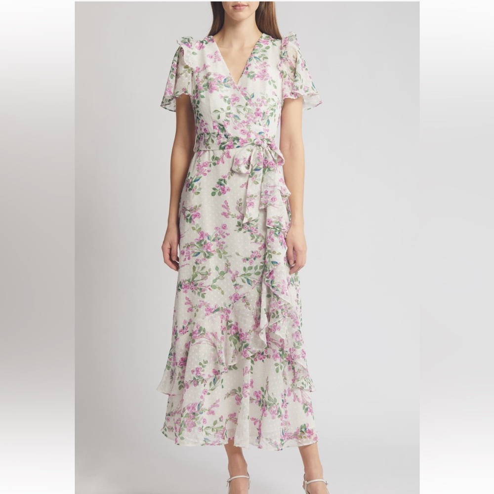 Eliza J Floral Wrap Front Dress - only worn once.